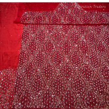 Load image into Gallery viewer, Enhancing Grey Heavy Crystal Stone beaded Net Lace George Wrapper Set with Blouse - NLDG327