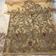 Load image into Gallery viewer, Bold Navy Blue Stone beaded Net Lace George Wrapper Set - NLDG330