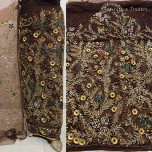 Load image into Gallery viewer, Bold Navy Blue Stone beaded Net Lace George Wrapper Set - NLDG330