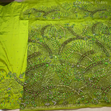 Load image into Gallery viewer, Gloomy Nigerian Green Stone beaded Net Lace George Wrapper Set - NLDG331