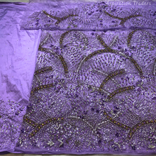 Load image into Gallery viewer, Gloomy Nigerian Green Stone beaded Net Lace George Wrapper Set - NLDG331