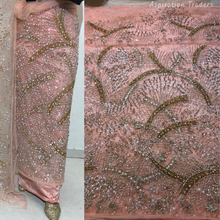 Load image into Gallery viewer, Gloomy Nigerian Green Stone beaded Net Lace George Wrapper Set - NLDG331