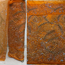 Load image into Gallery viewer, Gloomy Nigerian Green Stone beaded Net Lace George Wrapper Set - NLDG331