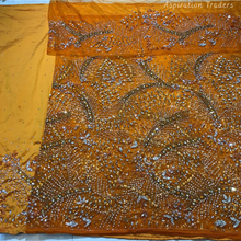 Load image into Gallery viewer, Gloomy Nigerian Green Stone beaded Net Lace George Wrapper Set - NLDG331