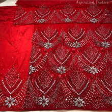 Load image into Gallery viewer, Turquoise Blue Heavy Stone beaded Net Lace George Wrapper Set - NLDG333