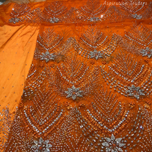 Load image into Gallery viewer, Turquoise Blue Heavy Stone beaded Net Lace George Wrapper Set - NLDG333