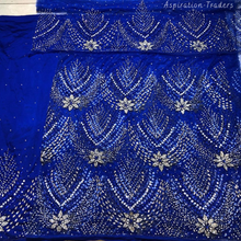 Load image into Gallery viewer, Turquoise Blue Heavy Stone beaded Net Lace George Wrapper Set - NLDG333