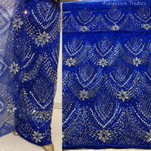 Load image into Gallery viewer, Turquoise Blue Heavy Stone beaded Net Lace George Wrapper Set - NLDG333