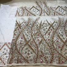 Load image into Gallery viewer, Champagne Gold Crystal Stone beaded Net Lace George Wrapper Set - NLDG334