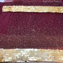 Load image into Gallery viewer, Yellow Sequins Paillettes work Net Lace George Wrapper Set - NLDG338