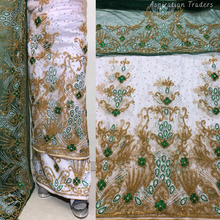 Load image into Gallery viewer, white small pearl beaded work Net Lace George Wrapper Set - NLDG341