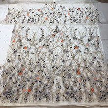Load image into Gallery viewer, white small pearl beaded work Net Lace George Wrapper Set - NLDG344