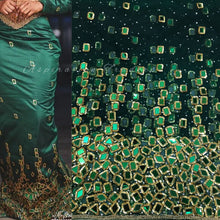 Load image into Gallery viewer, 2023 Trending Mirror work Nigerian Wedding Net heavy Beaded George Wrapper With Blouse - NLVG120