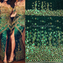 Load image into Gallery viewer, 2023 Trending Mirror work Nigerian Wedding Net heavy Beaded George Wrapper With Blouse - NLVG120