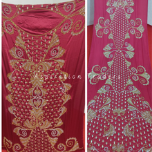 Load image into Gallery viewer, Beautiful Pink Sequined Stone & Gold work party wear Satin Fabric Somali Dress - SD003