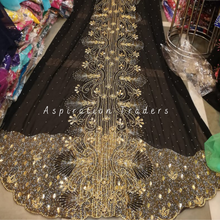 Load image into Gallery viewer, Somber Black African Traditional Dirac Georgette Dress With French Beaded stone work - SD004