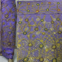 Load image into Gallery viewer, Nigerian Unique pattern heavy stone beaded Designer Net Lace George wrapper Set for African Wedding - NLDG148