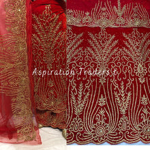 Load image into Gallery viewer, Ravishing Red Velvet Heavy Beaded Designer George Wrapper With Blouse- VG042