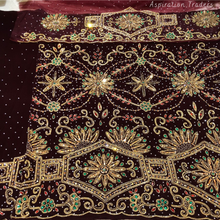 Load image into Gallery viewer, Dark Green Heavy crystal stone Beaded Designer Velvet Fabric George Set - VG100