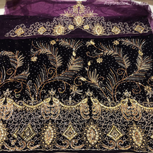 Load image into Gallery viewer, Magenta colour Heavy crystal stone Beaded Designer Velvet Fabric George Set - VG103