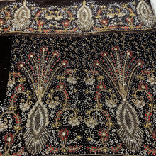 Load image into Gallery viewer, Coffee Brown color Heavy crystal stone Beaded Designer Velvet Fabric George Set - VG105