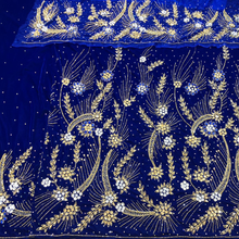 Load image into Gallery viewer, Royal blue color Heavy crystal stone Beaded Designer Velvet Fabric George Set - VG106