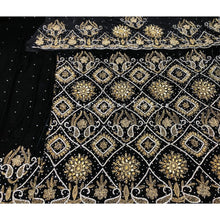 Load image into Gallery viewer, Beautiful Black color Velvet Fabric Heavy beaded Net Fabric Blouse George wrapper set - VG046