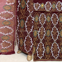 Load image into Gallery viewer, Ravishing Burgundy Velvet Heavily Beaded Nigerian George wrapper set - VG049