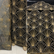 Load image into Gallery viewer, Beauty in Black Velvet Heavily Beaded Nigerian George wrapper set - VG052