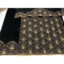 Load image into Gallery viewer, Beauty in Black Velvet Heavily Beaded Nigerian George wrapper set - VG052