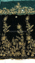 Load image into Gallery viewer, DARK GREEN Latest Designer Velvet Fabric George Wrapper With Net Blouse - VG053