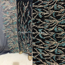 Load image into Gallery viewer, Beauty in Black Velvet Heavy beaded George wrapper set - VG057