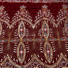Load image into Gallery viewer, Festive Red Heavy Stone Beaded Velvet George Wrapper Set - VG058