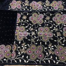 Load image into Gallery viewer, Beauty in Black Velvet Heavily Beaded Nigerian George wrapper set - VG060
