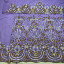 Load image into Gallery viewer, Smoky Royal Blue Velvet Fabric with Heavy Beaded & Crystal Stone George wrapper set - VG062