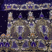Load image into Gallery viewer, Bold Purple with Lacer Cut & Net Patch Heavy Beaded Work Velvet George Wrapper Set- VG067
