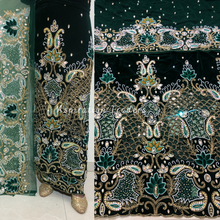 Load image into Gallery viewer, Bold Purple with Lacer Cut & Net Patch Heavy Beaded Work Velvet George Wrapper Set- VG067