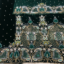 Load image into Gallery viewer, Bold Purple with Lacer Cut & Net Patch Heavy Beaded Work Velvet George Wrapper Set- VG067