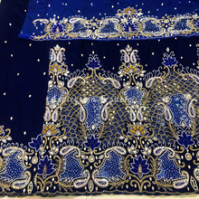 Load image into Gallery viewer, Bold Purple with Lacer Cut & Net Patch Heavy Beaded Work Velvet George Wrapper Set- VG067