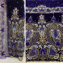 Load image into Gallery viewer, Bold Purple with Lacer Cut & Net Patch Heavy Beaded Work Velvet George Wrapper Set- VG067