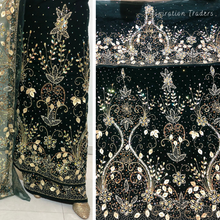 Load image into Gallery viewer, Bold Red with Gold work Designer Velvet Fabric Nigerian George Wrapper Set - VG080