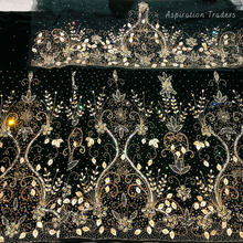 Load image into Gallery viewer, Bold Red with Gold work Designer Velvet Fabric Nigerian George Wrapper Set - VG080