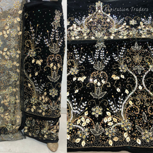 Load image into Gallery viewer, Bold Red with Gold work Designer Velvet Fabric Nigerian George Wrapper Set - VG080