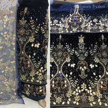 Load image into Gallery viewer, Bold Red with Gold work Designer Velvet Fabric Nigerian George Wrapper Set - VG080