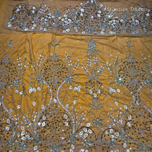 Load image into Gallery viewer, Bold Red with Gold work Designer Velvet Fabric Nigerian George Wrapper Set - VG080