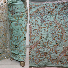 Load image into Gallery viewer, Bright Maroon Heavy Stone Beaded Velvet Fabric Nigerian George Wrapper Set - VG082