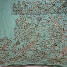 Load image into Gallery viewer, Bright Maroon Heavy Stone Beaded Velvet Fabric Nigerian George Wrapper Set - VG082