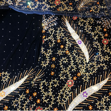 Load image into Gallery viewer, Bright Maroon Heavy Stone Beaded Velvet Fabric Nigerian George Wrapper Set - VG082