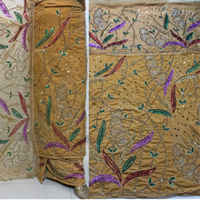 Load image into Gallery viewer, Iconic Black Crystal Stone Beaded Designer Velvet Fabric Nigerian George Wrapper Set - VG084