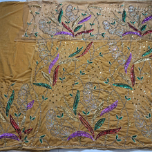 Load image into Gallery viewer, Iconic Black Crystal Stone Beaded Designer Velvet Fabric Nigerian George Wrapper Set - VG084